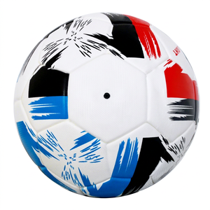 Size 5 Soccer Ball White Blue Black Brushstroke Pattern <b>Football</b> - Product Image 2