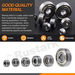 Rustark 60 Piezas Rodamientos de Bolas de Ranura Profunda de Acero al Carbono R-2105 6 Tamaños Doble Blindaje Lubricados con Grasa ASIN B0DQPBFH6G - Product Image 5