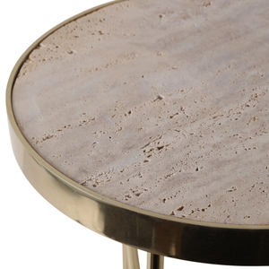 Elegant Pedestal Cocktail <b>Table</b> <b>Round</b> Top With Raised Rim <b>Gold</b> Finish <b>Side</b> <b>Table</b> For Living Room Or Bedroom - Product Image 5
