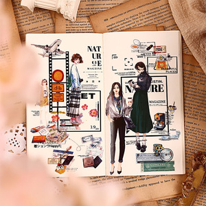 2025 Vintage <strong>Printed</strong> Journal <strong>Sticker</strong> Transparent Waterproof PVC Material Mini <strong>DIY</strong> Stationery Journal Cross-Border Decoration - Product Image 4
