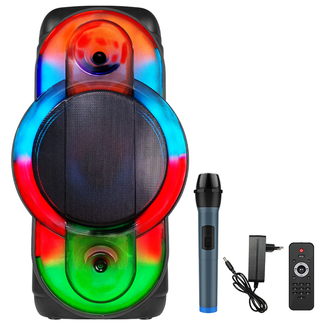 SINGE ZQS  Powered Led RGB Light Portable Party Stage Super Bass Wireless Trolley BT Blue Tooth Trolly Speaker
