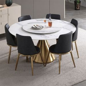 Ensemble de table à manger en bois moderne avec 8 chaises à hauteur réglable pour la maison et l'hôtel - Product Image 2