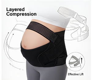 Ceinture de soutien de maternité ajustable en trois parties pour la mi-à la fin de la grossesse, soutien lombaire, respirante, en polyester et nylon - Product Image 3