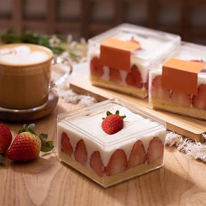 Caja de tiramisú de PS reciclable al por mayor, contenedor cuadrado transparente de plástico de grado alimenticio para postres, pan y pasteles con opción de estampado - Product Image 4