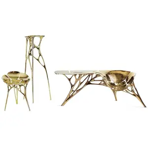 Nordic designer's light luxury art petal brass metal chair irregular dining chair furniture pure copper stainless steel stool