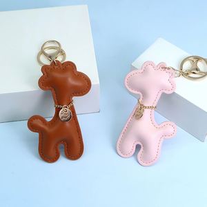 Handmade Cute Lovely Cute Souvenirs Gift PU Leather Deer Lucky Animal Giraffe Pendant Keychain Bag Accessories Charm Car <b>Keyring</b> - Product Image 3