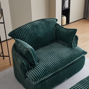 Fauteuil compressé avec pouf, fauteuil-canapé en velours côtelé nuage, fauteuil-lit pour salon, chambre à coucher, balcon, salle de lecture, vert - Product Image 4