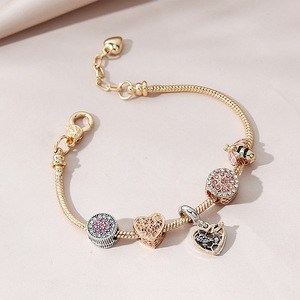 Hot Sale Gold Plated Heart Bee Charm <strong>Bracelet</strong> Adjustable <strong>Large</strong> Hole <strong>Beads</strong> Rhinestone Crystal Pendant <strong>Bracelet</strong> for Women - Product Image 2