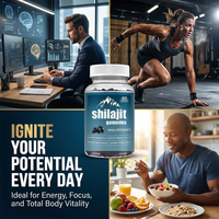 Ekstrak Resin Shilajit Himalaya Murni Madu Alami Rumput Laut Minyak Biji Hitam Suplemen Energi 2000mg Halal Permen Jeli Shilajit Emas