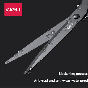 Deli 6009 Lưỡi Bạc kéo hộ gia đình vừa đỏ 1 + đen 1 kéo chống dính giấy văn phòng nhà bếp lớn chống gỉ - Product Image 4