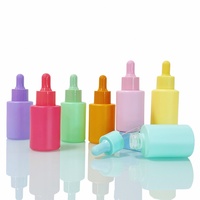 Flacon compte-gouttes en verre pour soins de la peau, cylindrique, irisé, effet arc-en-ciel holographique, épaule plate, pour huile essentielle, sérum, collyre 30ml