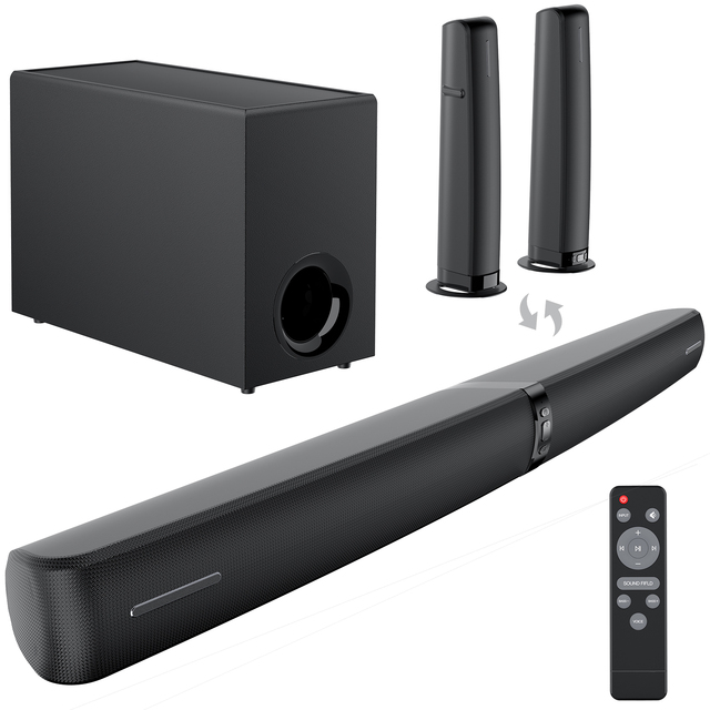 120W Wireless Subwoofer 2.1 TV Soundbar BT Speaker Home Theater Soundbar for TV with ARC/OPT/AUX/BT Connections