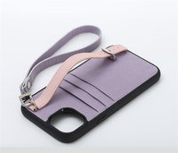 Penutup Casing Ponsel Kulit Merek Mewah Kustom Terbaru dengan Slot Kartu Kredit Pemegang Tali Selempang untuk Iphone 14 Pro Max