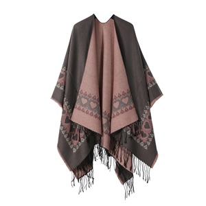 Scialle caldo da donna personalizzato avvolgere Poncho anteriore aperto mantella scialli a blocchi di colore <span class=keywords><strong>Cardigan</strong></span> invernale avvolgere Poncho stampati per le donne - Product Image 3