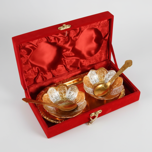 Caja de regalo Tazón de metal con bandeja para decoración de bodas Decoración artesanal para el hogar Propósito de regalo tradicional - Product Image 1