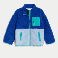 Nouveau design de veste polaire Sherpa zippée avec logo personnalisé vestes polaires pour garçons veste polaire pelucheuse à blocs de couleurs pour enfants