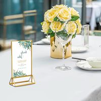 Porte-numéros de table en acrylique double face 5x7 doré, supports de table en chevalet transparents pour panneaux, porte-menus, cadre photo