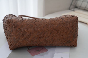 <span class=keywords><strong>Borse</strong></span> a tracolla con manico in tessuto finto portatile di bambù - Product Image 2