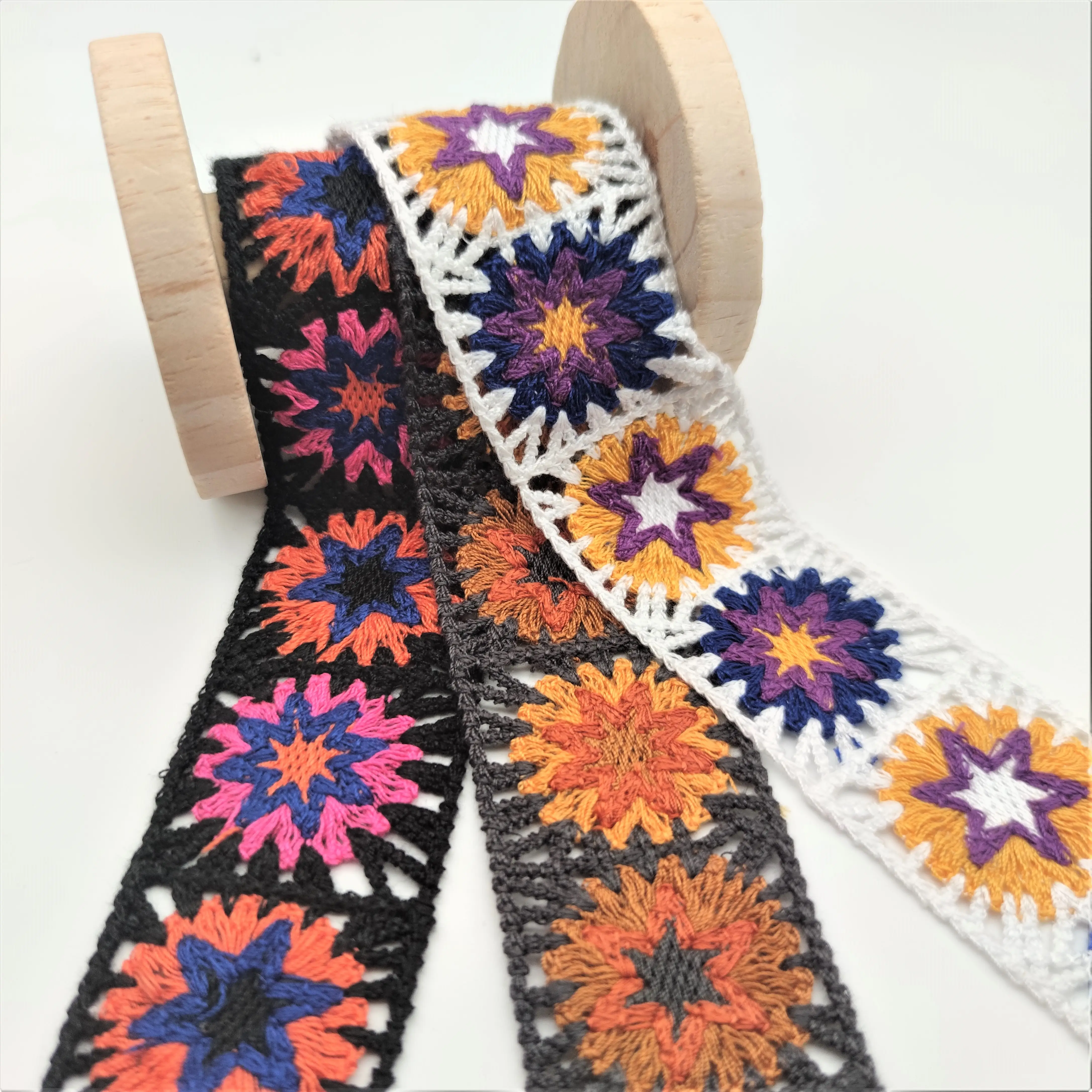 Crochet de fleurs, bande dentelée en coton, accessoires de coupe, ruban, garniture, nouvelle collection 2019