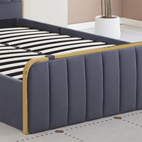 Lit plateforme pliable moderne de luxe, style Mid-Century, grand espace de rangement, rembourré en velours, écologique, durable, en bois doux
