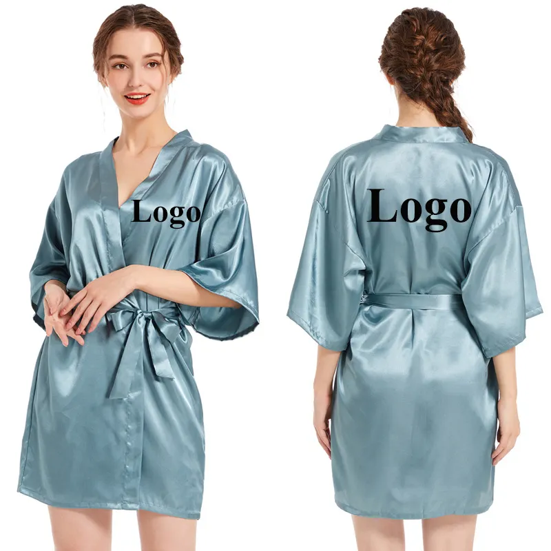 Hoge Kwaliteit Slapen Gewaad Voor Vrouwen Groothandel Solid Blank Kleur Luxe Satijnen Gewaden Zijden Kimono Plus Size 3XL Sexy Gewaden vrouwen