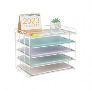 5 Tier Mesh Paper Letter Tray Organizer Desktop Mail Sorter Office Supplies Organizer Desk Organizers and Accessories - Product Image 3