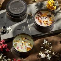 Bougie en cire de soja artisanale de luxe, best-seller, moderne, avec fleurs séchées et cristaux, petite taille, pour décorations de fêtes, anniversaires, Saint-Valentin