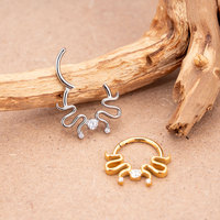 Nouveau bijou de corps en titane ASTM F136 avec zircon, motif serpent, clicker segmenté pour septum, pour femmes, vente en gros, piercings, anneaux de nez, bijoux pour tragus