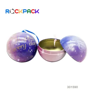 Mini Gift Round Ball Shape Metal Candy Tin Box Can With Customized Box Packaging