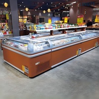 Congélateur d'îlot pour restaurant à refroidissement rapide, stable, longue durée de vie, faible entretien, avec grandes fenêtres, directement de l'usine