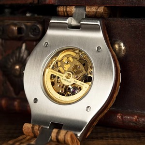 Relojes de Lujo para Hombre, Envío Rápido, Relojes de Pulsera Deportivos Mecánicos Automáticos con Esqueleto, Simulación de Madera de Bambú - Product Image 5