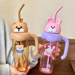 Nouvelle tasse à eau grande capacité, design élégant, avec paille, pour étudiants, résistante aux hautes températures, motif dessin animé, portable pour le bureau - Product Image 3