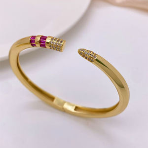 Pulseiras de Lápis de Luxo para Mulheres, Designer, em Prata com Revestimento de Ouro 18k, com Zircônia Cúbica Colorida, Livre de Chumbo e Níquel - Product Image 4