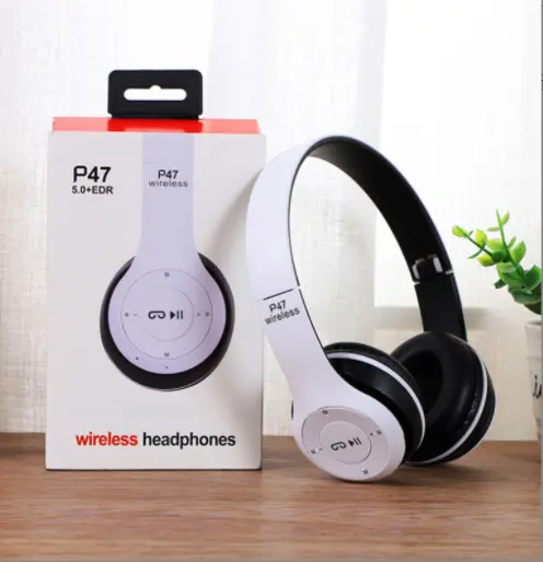 2021 Fabrik preis Stereo Sound P47 Headset Wireless Kopfhörer & Kopfhörer tragbare faltbare Call Headset Fabrik