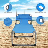 Chaise longue moderne pliable avec cadre en acier et tissu Oxford 600D, avec trous pour le visage, pour jardin, plage, extérieur, lit de repos inclinable, capacité 150-200 kg