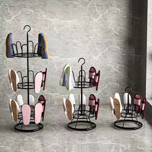 Rotating Shoe Rack Wrought Iron Floor Standing Drying Rack With Clip Mobile Design For Shoes And Slippers - Product Image 1