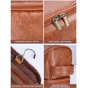 Men's Fashionable PU Leather Travel <strong>Toiletry</strong> Bag Waterproof Cosmetic <strong>Storage</strong> Hanging Portable Makeup Bag - Product Image 4