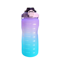 Bouteille d'eau réutilisable unisexe 3-en-1, idéale pour les voyages, avec marqueur de temps et paille, en PP, pour le sport, la gym et le fitness