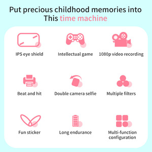 Máy ảnh trẻ em 2000W 1080p HD, máy quay <span class=keywords><strong>video</strong></span> kỹ thuật số cho trẻ em, tích hợp trò chơi, hình mèo hoạt hình dễ thương, màn hình mini 2.0 inch, quà tặng đồ chơi B1 - Product Image 6