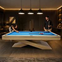 Mesa de Billar Moderna de Madera Sólida de 7FT, 8FT, 9FT con Base de Pizarra, Diseño Minimalista, para Sala de Juegos en Casa y Villa, Personalizable OEM