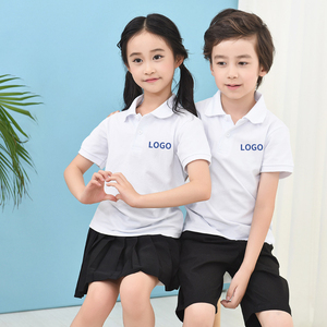 Vente en gros de polos scolaires blanc/bleu marine pour enfants vêtements graphiques avec logo personnalisé polos brodés pour garçons - Product Image 1