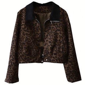 2026 <strong>Petite</strong> Womens Fall Winter Leopard Print <strong>Jacket</strong> Cropped <strong>Biker</strong> Style Edgy Faux Leather Motorcycle Short Coat - Product Image 6