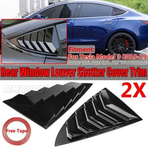 2pcs Car Rear <b>Window</b> Shutter <b>Cover</b> Trim <b>Window</b> Louver Side Vent Trim For Tesla Model 3 2018-2019 Accessories - Product Image 1