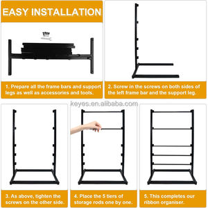 4 Tier şerit ekran <span class=keywords><strong>stand</strong></span>ı depolama tepsisi dikiş organizatör ile kek dükkanı duvara monte Metal şerit depolama raf ekran - Product Image 6