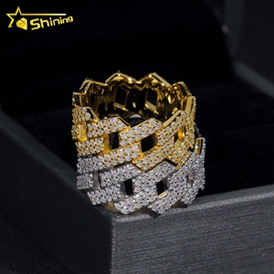 Nhẫn nam Hip Hop mạ đá Moissanite cao cấp, kiểu dáng Cuba hai hàng, đính đá VVS, khuyến mãi nóng - Product Image 4