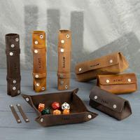 Plateau roulant personnalisé en cuir PU, sac à dés et plateau de rangement pour dés de D&D, accessoires de jeu de dés pour jeux de société RPG