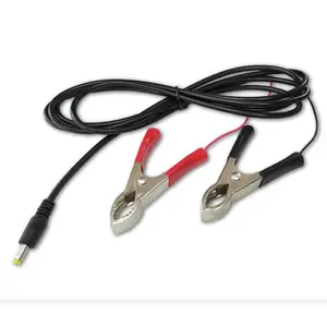 Vehicle Battery Clips to DC Power Cable 2464 AWG24 with 12v 24v DC 4.0 x 1.7mm Male Alligator Clips Clamps 30A Open 20mm