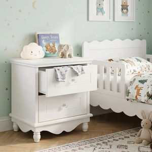 Luxury White Children Nightstand 2 Drawer <b>Bedside</b> Table for Kids Bedroom Premium Quality Furniture Wholesale - Product Image 1