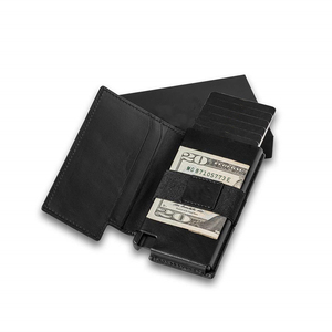 RFID — <span class=keywords><strong>portefeuille</strong></span> mince fait à la main, étui en <span class=keywords><strong>cuir</strong></span> avec blocage de carte d'accès rapide, pochette avant, pour voyage avec boîte-cadeau double pli - Product Image 3