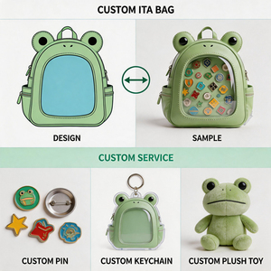 Sac à dos mini Ita personnalisé Kawaii Grenouille en PU mat avec fenêtre transparente en PVC pour l'affichage de badges, idéal pour Comic Con - Product Image 3